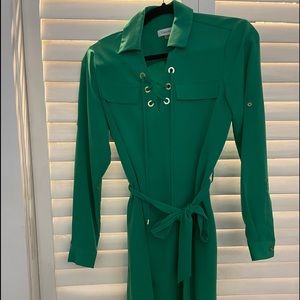 Calvin Klein Green long sleeve shirt dress